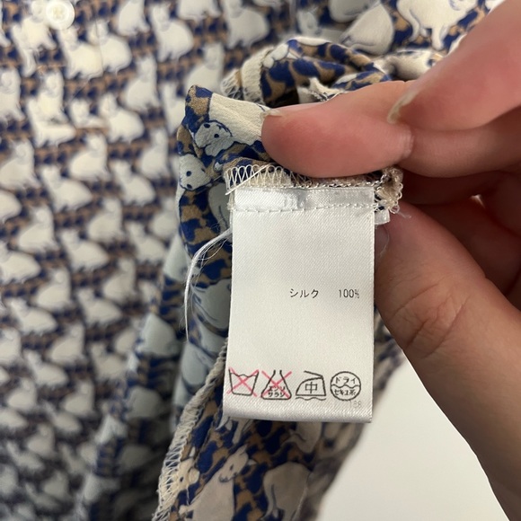 Paul & Joe Paris 100% silk blue tan white tunic dress size 1 / small - Picture 3 of 5